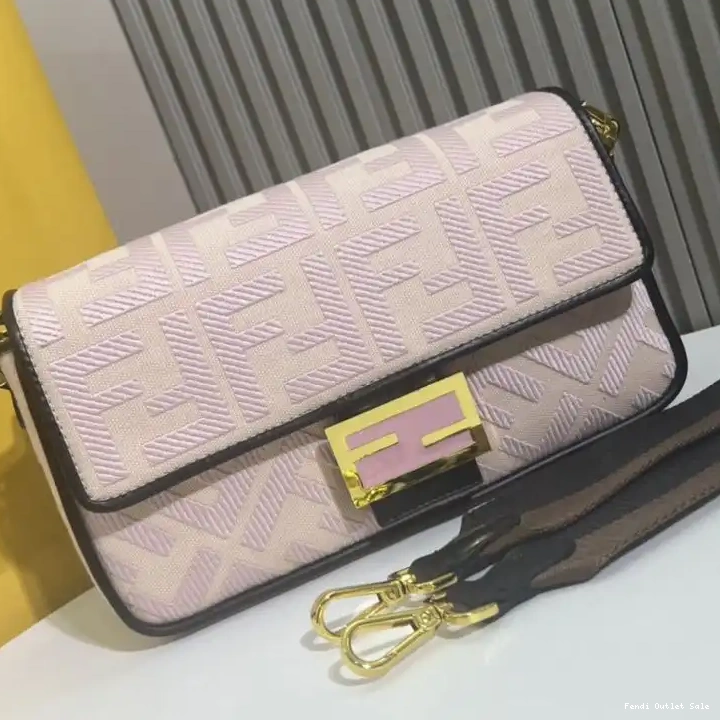 Affordable In Medium FF Bag Canvas Baguette Motif Fendi Cherry 0620